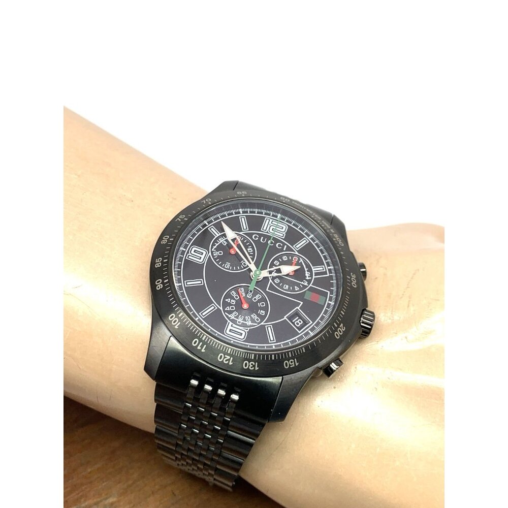 Gucci Men's Watch YA126217 G-Timeless Swiss Quartz Chronograph Black Steel 46mm - Picture 6 of 15
